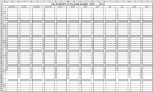 calendrier scolaire application excel